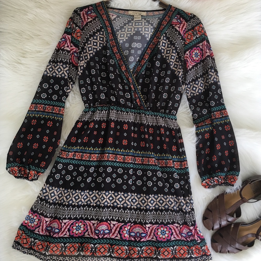 Boho Flying Tomato Tribe Vibe Balloon Sleeve Dress